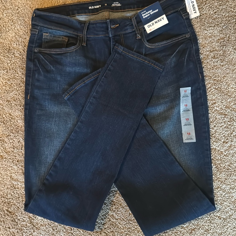 Old Navy mid rise, rockstar, super skinny jeans